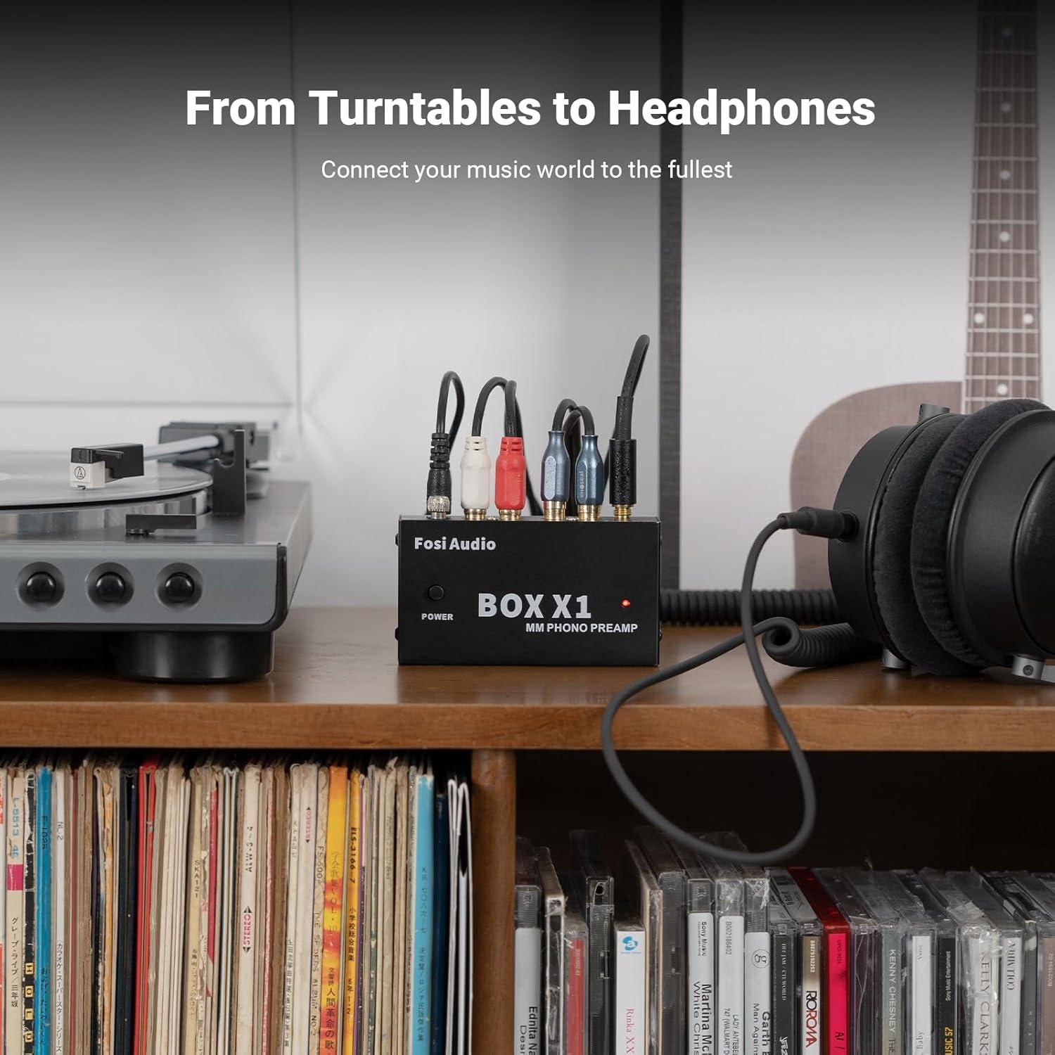 Fosi Audio BOX X1 Preamplificador de Fono MM 12V RCA y Auriculares