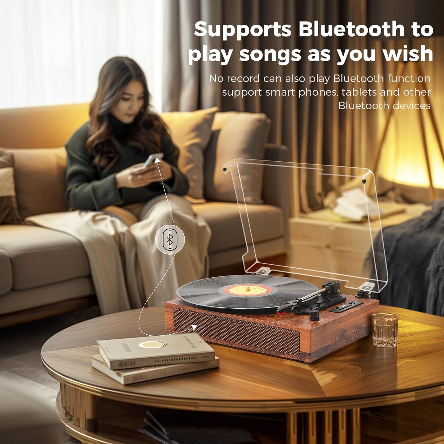 Reproductor de Vinilo Bluetooth JUNGLE MONSTER TE-2019BN 3 Velocidades