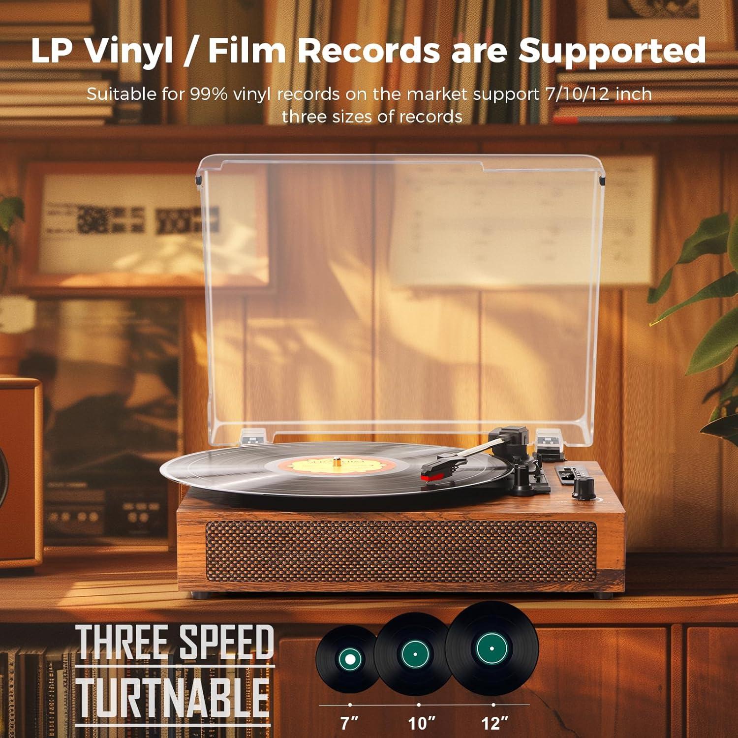 Reproductor de Vinilo Bluetooth JUNGLE MONSTER TE-2019BN 3 Velocidades