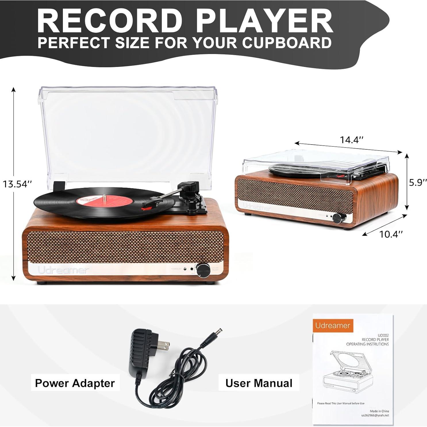 Reproductor de Vinilo Udreamer con Bluetooth 5.3 y Altavoces 40W