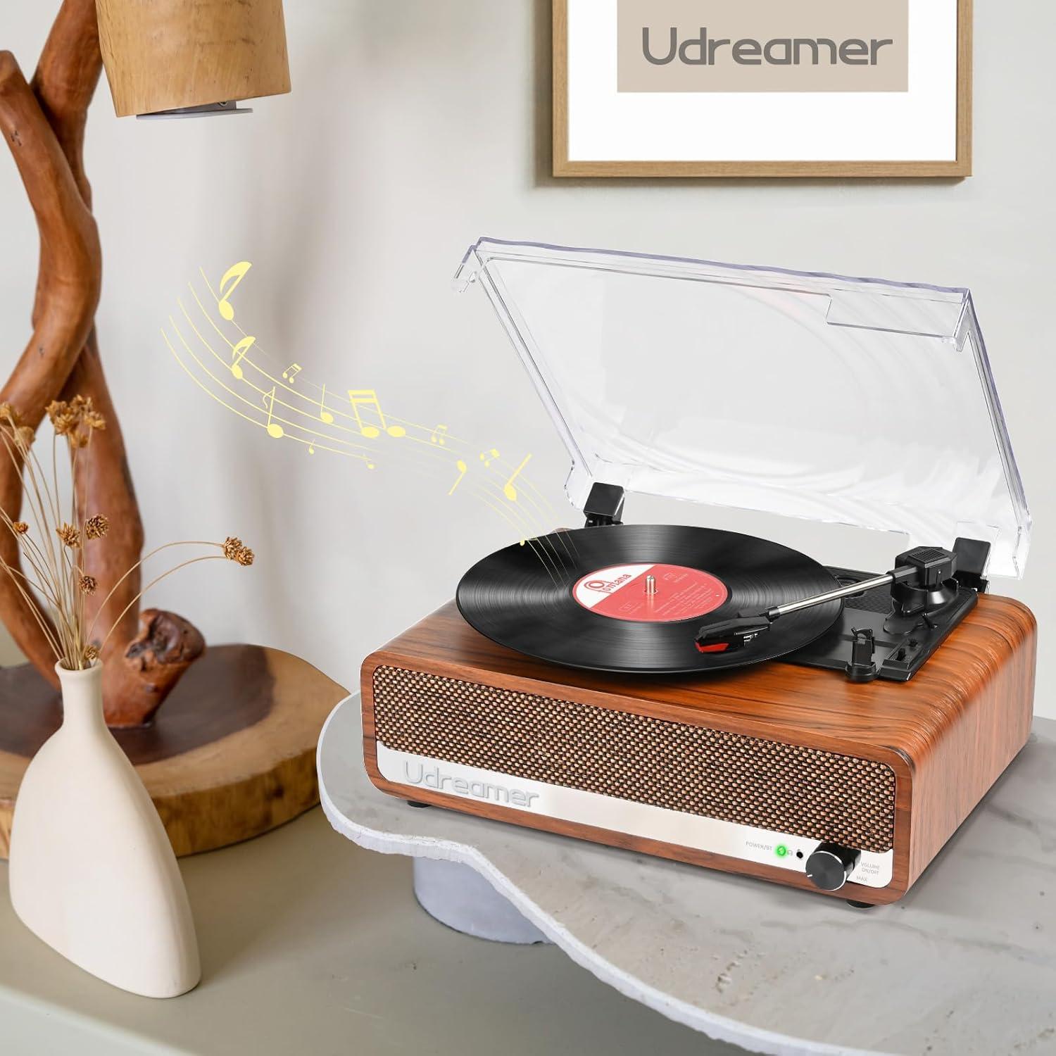 Reproductor de Vinilo Udreamer con Bluetooth 5.3 y Altavoces 40W