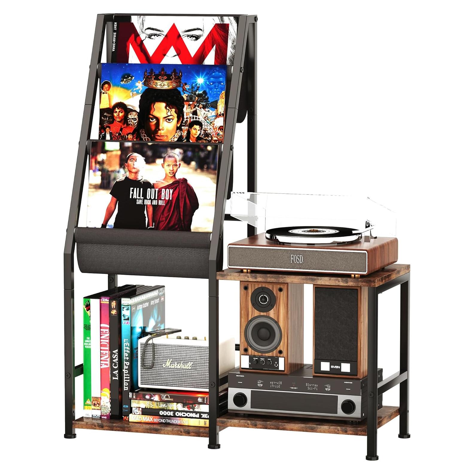 Soporte para Tocadiscos Homeiju 3 Niveles para 200 Álbumes