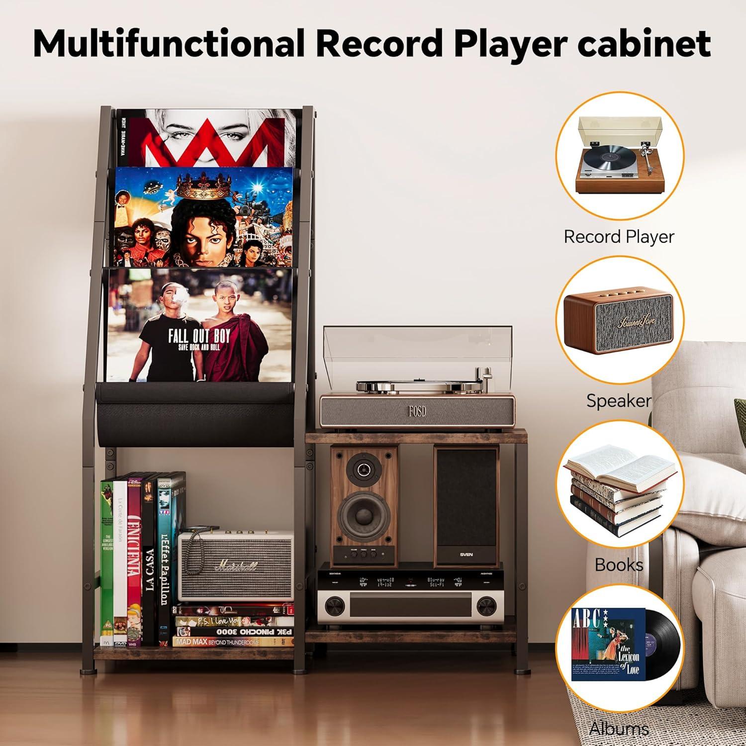 Soporte para Tocadiscos Homeiju 3 Niveles para 200 Álbumes