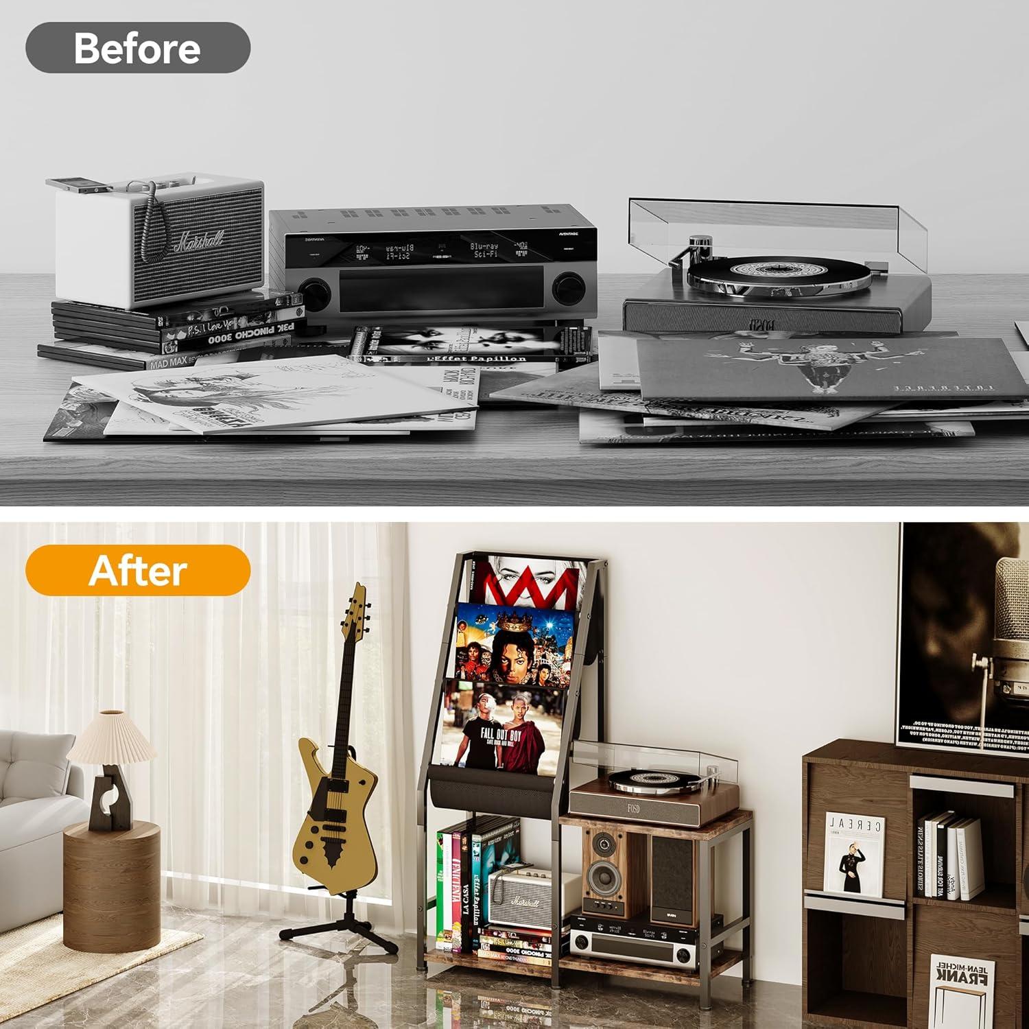 Soporte para Tocadiscos Homeiju 3 Niveles para 200 Álbumes