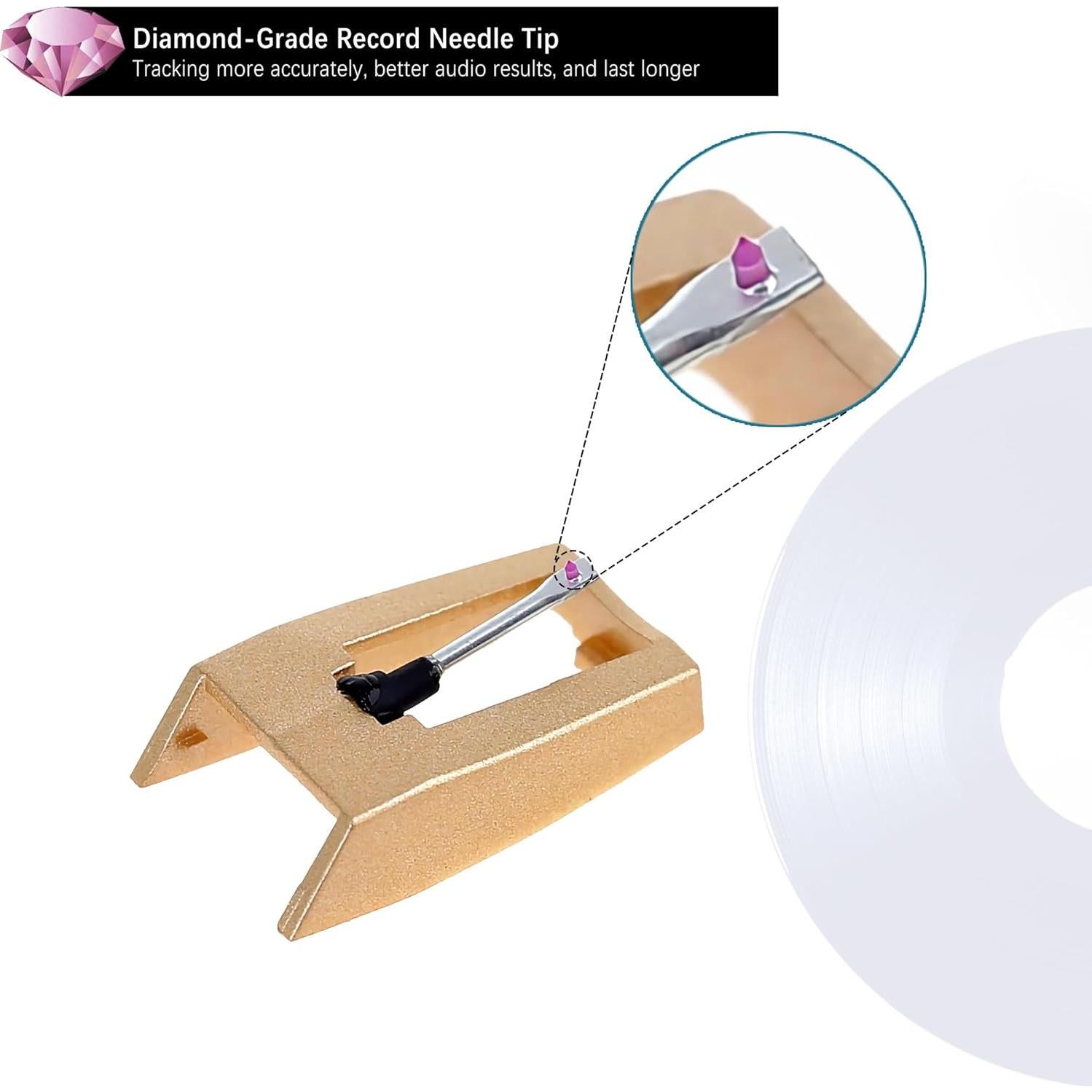 Kit de Agujas de Tocadiscos de Diamante + Cepillo de Limpieza