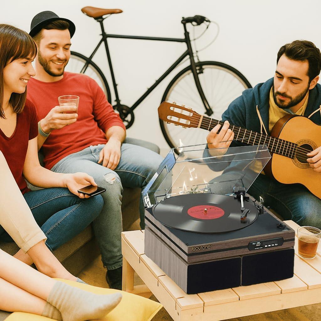 Tocadiscos Boytone Vintage con Altavoces Estéreo Bluetooth