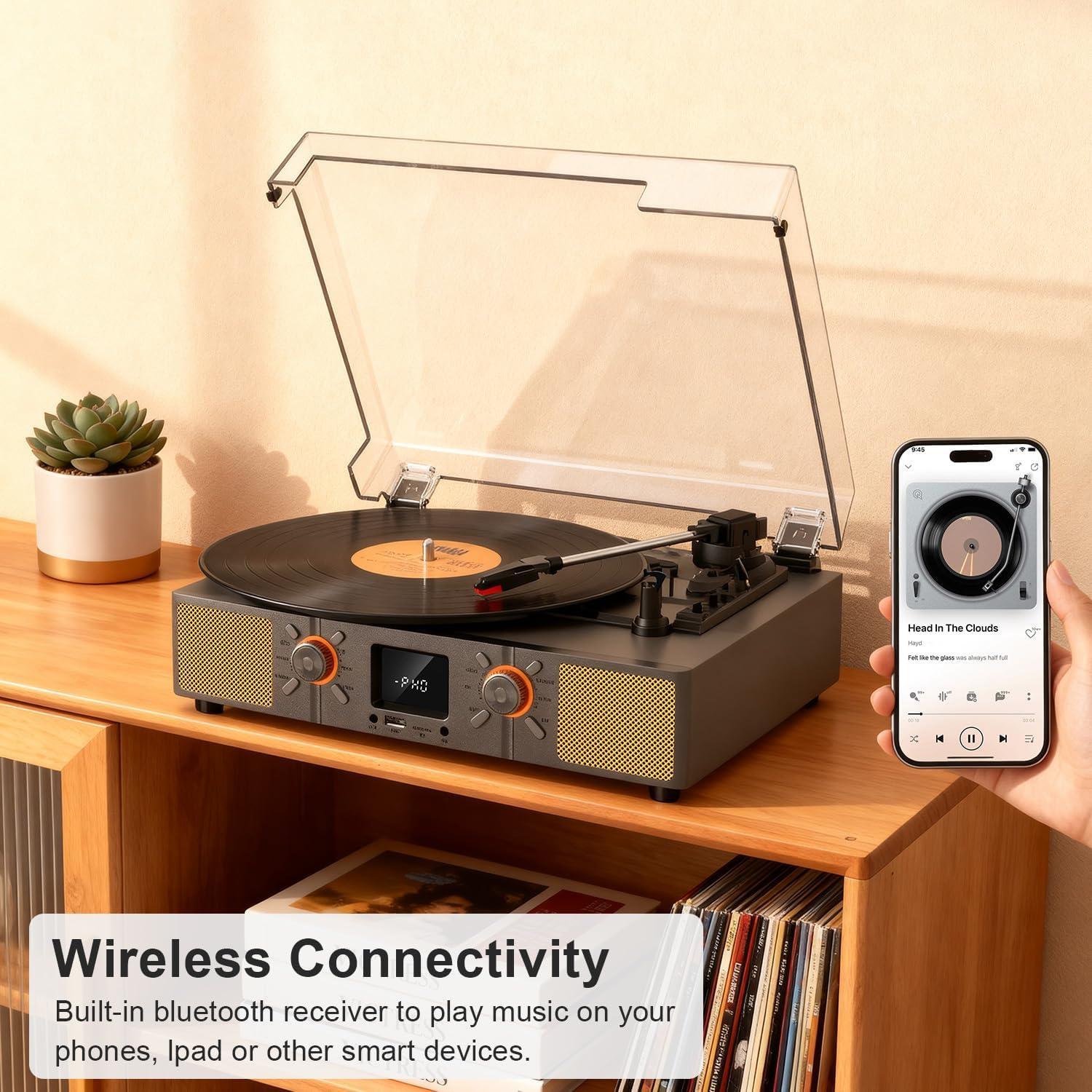 Reproductor de Vinilo Bluetooth VICTRESS SON1+TE-2032GY 3 Velocidades
