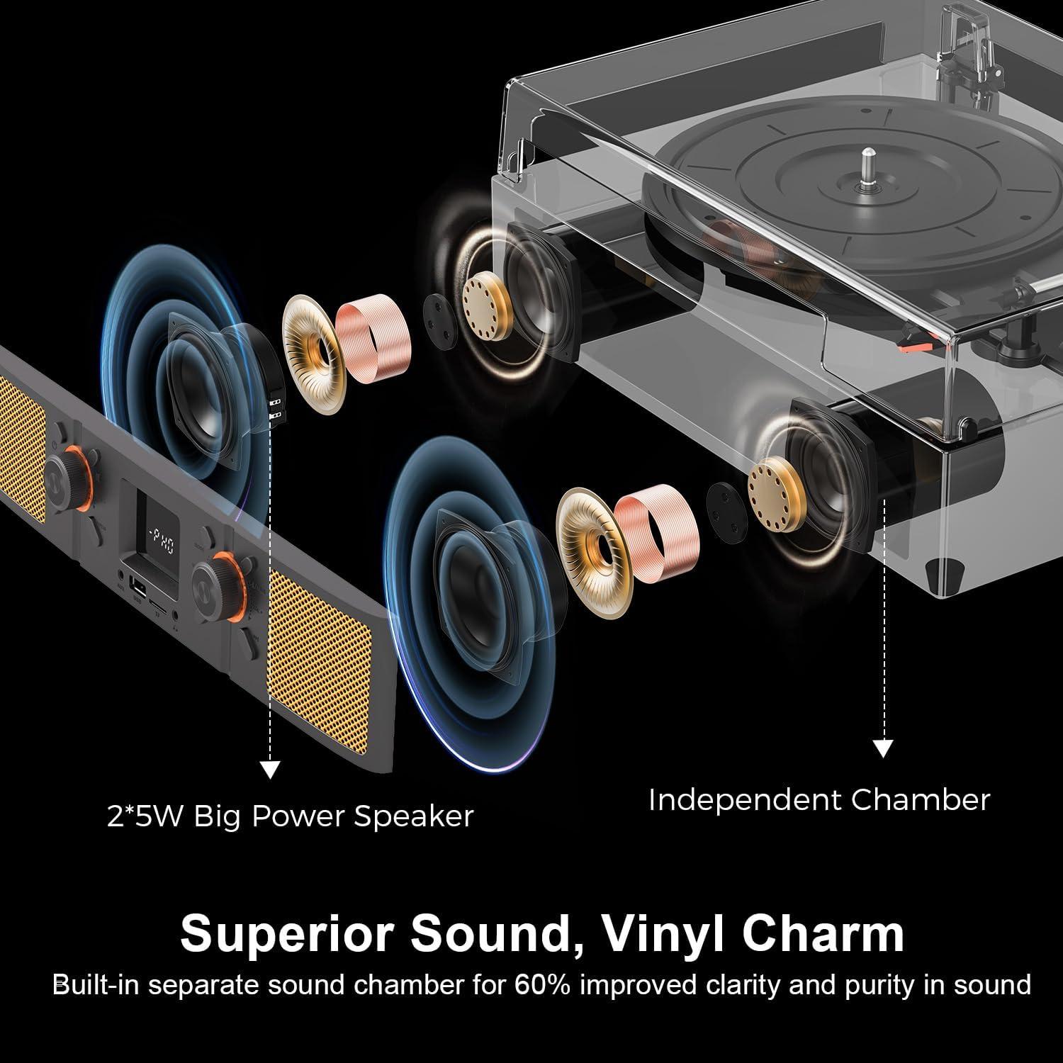 Reproductor de Vinilo Bluetooth VICTRESS SON1+TE-2032GY 3 Velocidades