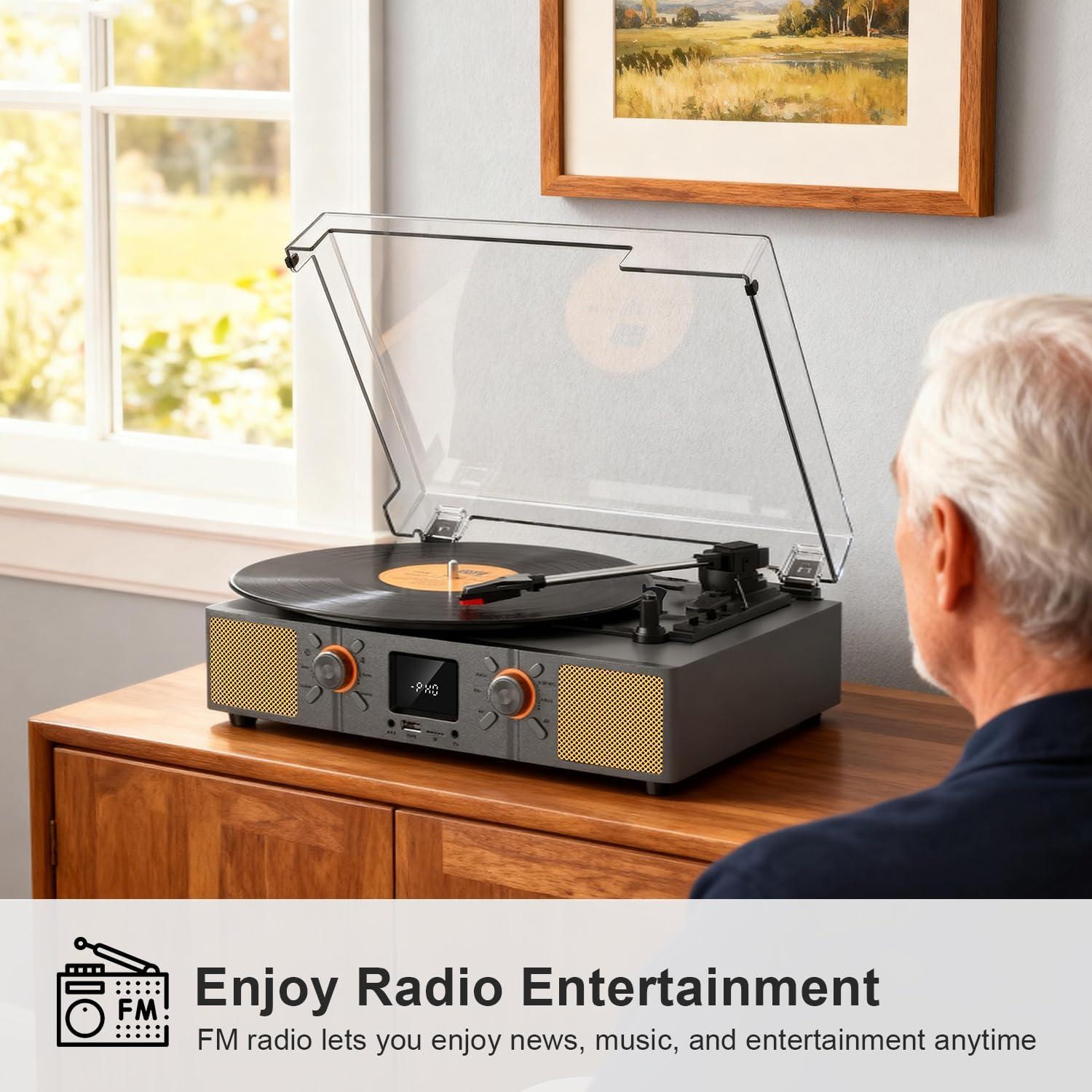 Reproductor de Vinilo Bluetooth VICTRESS SON1+TE-2032GY 3 Velocidades