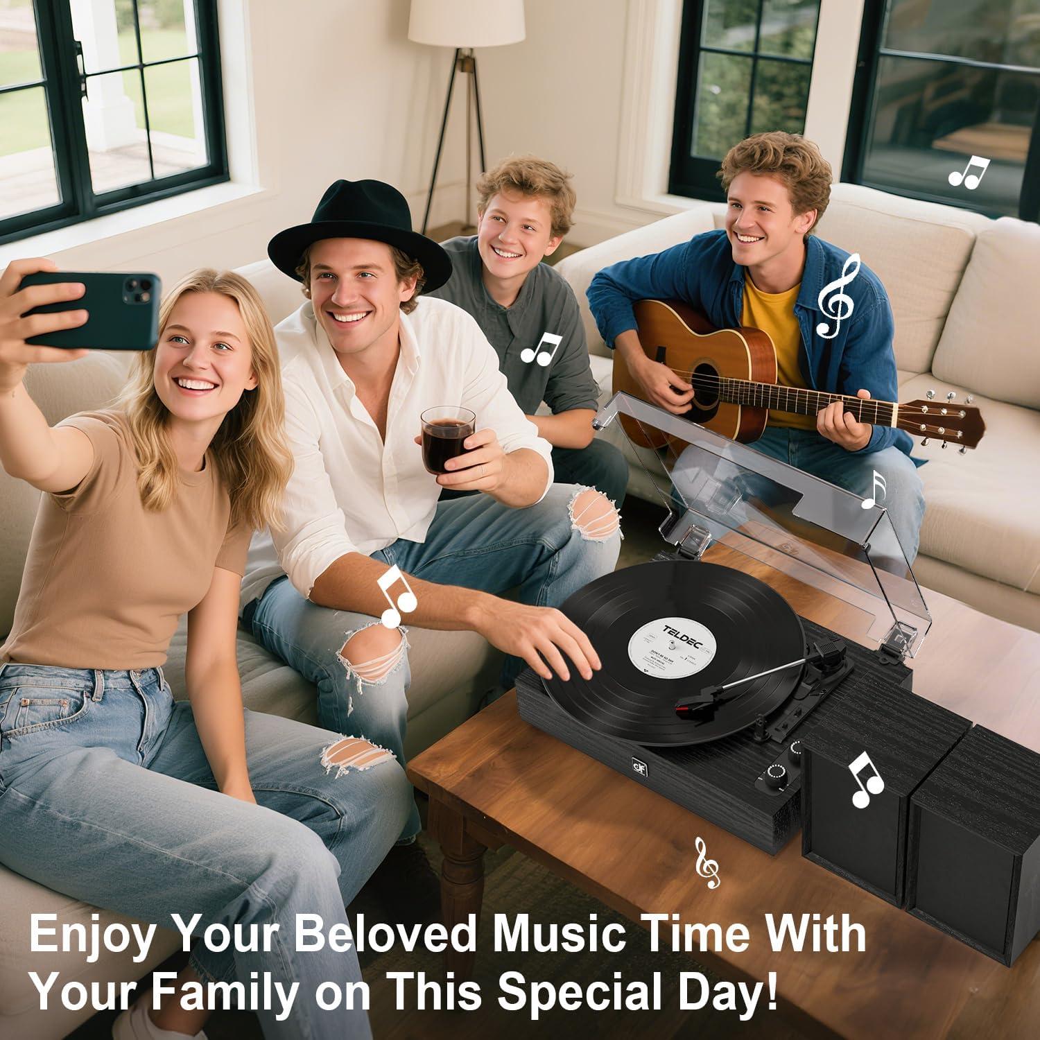 Reproductor de Vinilo DANFI AUDIO TE-2028 30W Bluetooth Madera Negra