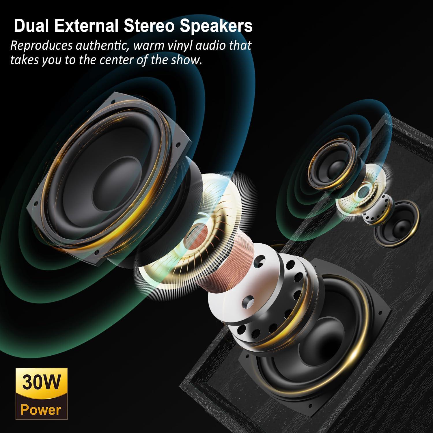 Reproductor de Vinilo DANFI AUDIO TE-2028 30W Bluetooth Madera Negra