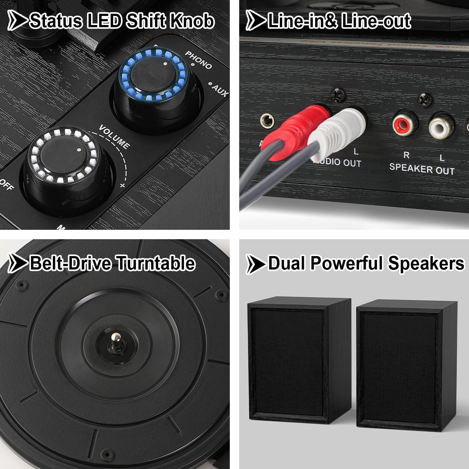 Reproductor de Vinilo DANFI AUDIO TE-2028 30W Bluetooth Madera Negra