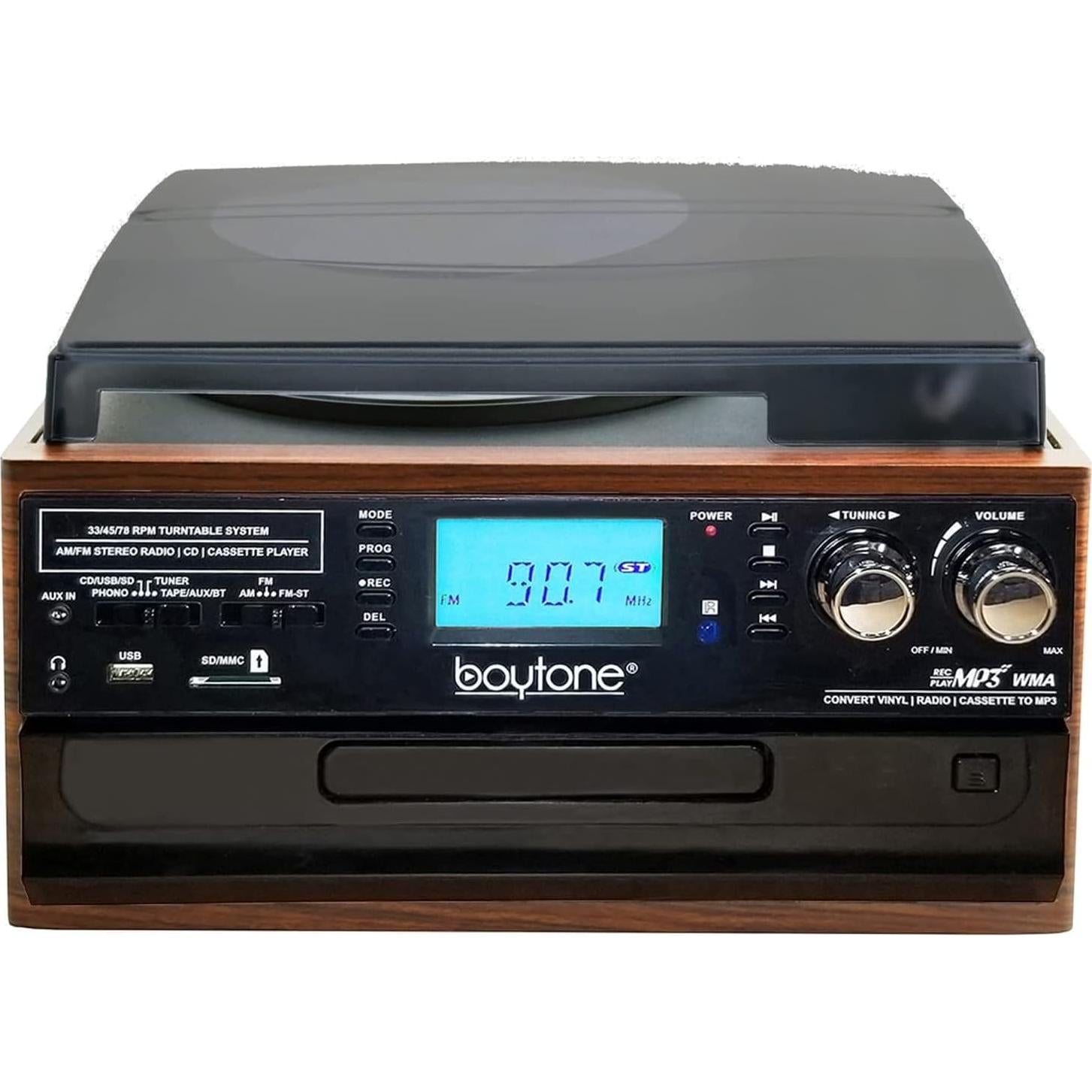 Reproductor de Vinilo Bluetooth Boytone BT-22MS con Radio y CD