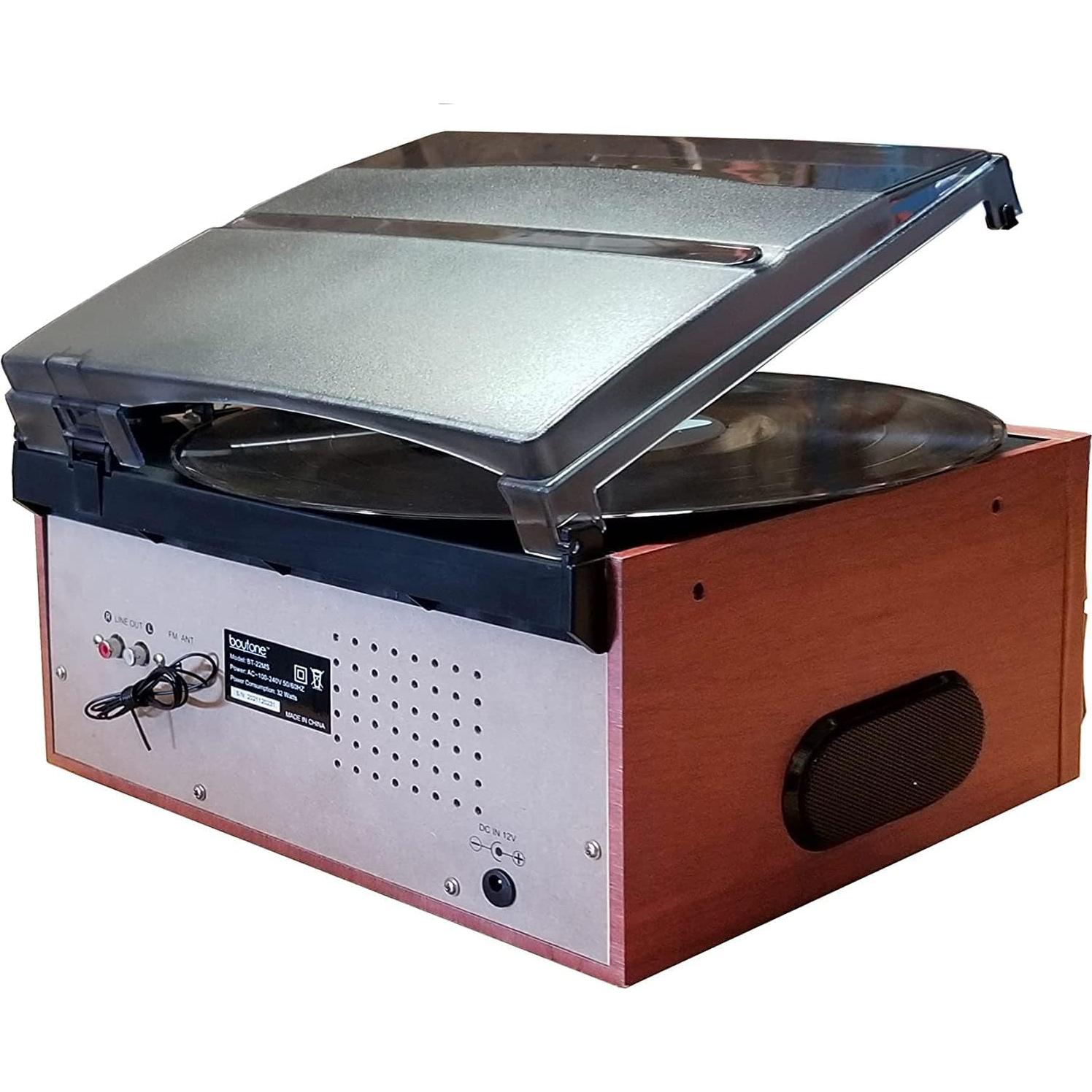 Reproductor de Vinilo Bluetooth Boytone BT-22MS con Radio y CD