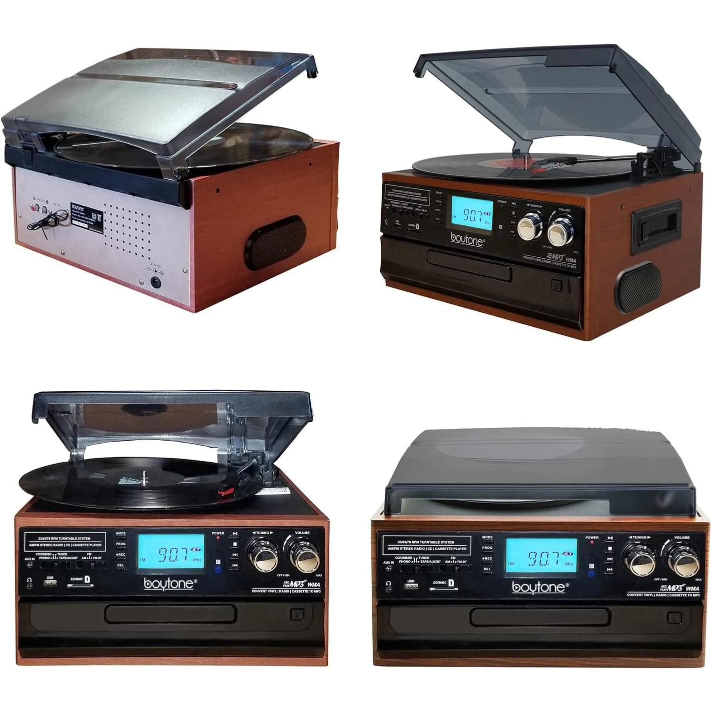 Reproductor de Vinilo Bluetooth Boytone BT-22MS con Radio y CD