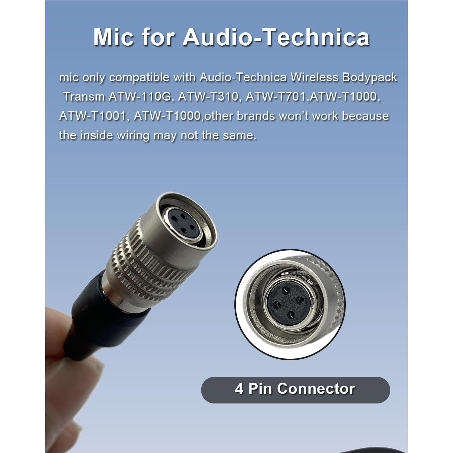 Micrófono Lavalier Audio-Technica Hirose 4 Pines Unidireccional