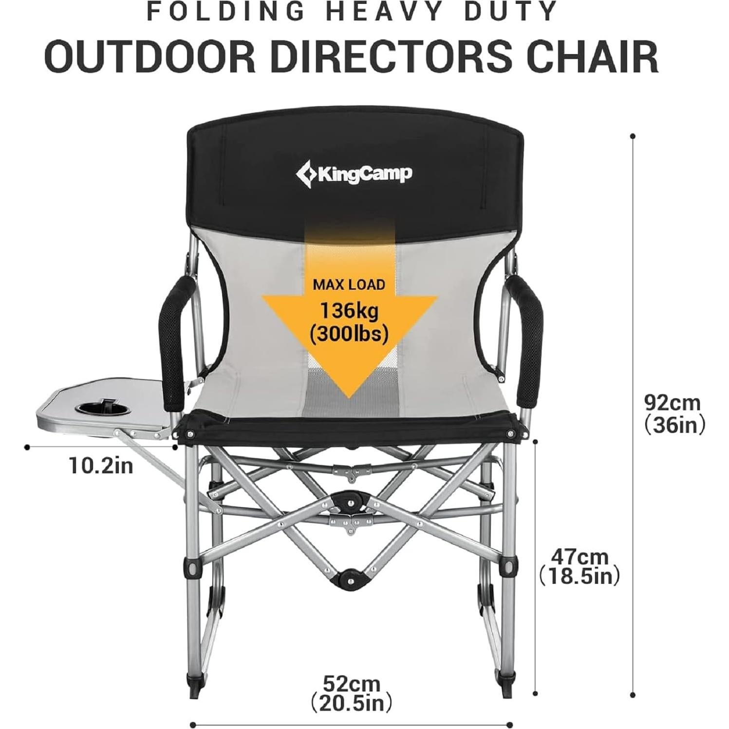 Silla de Camping Plegable KingCamp con Mesa Lateral