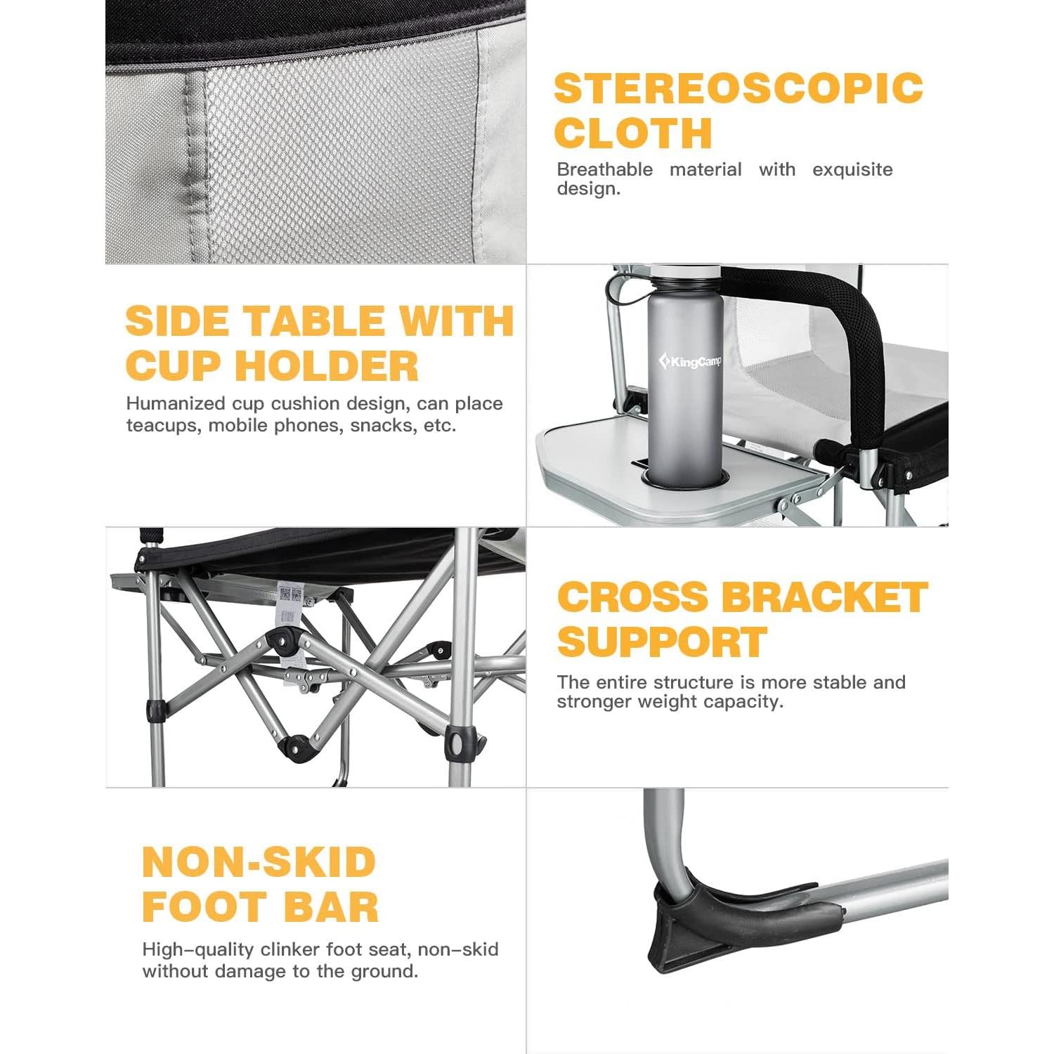 Silla de Camping Plegable KingCamp con Mesa Lateral