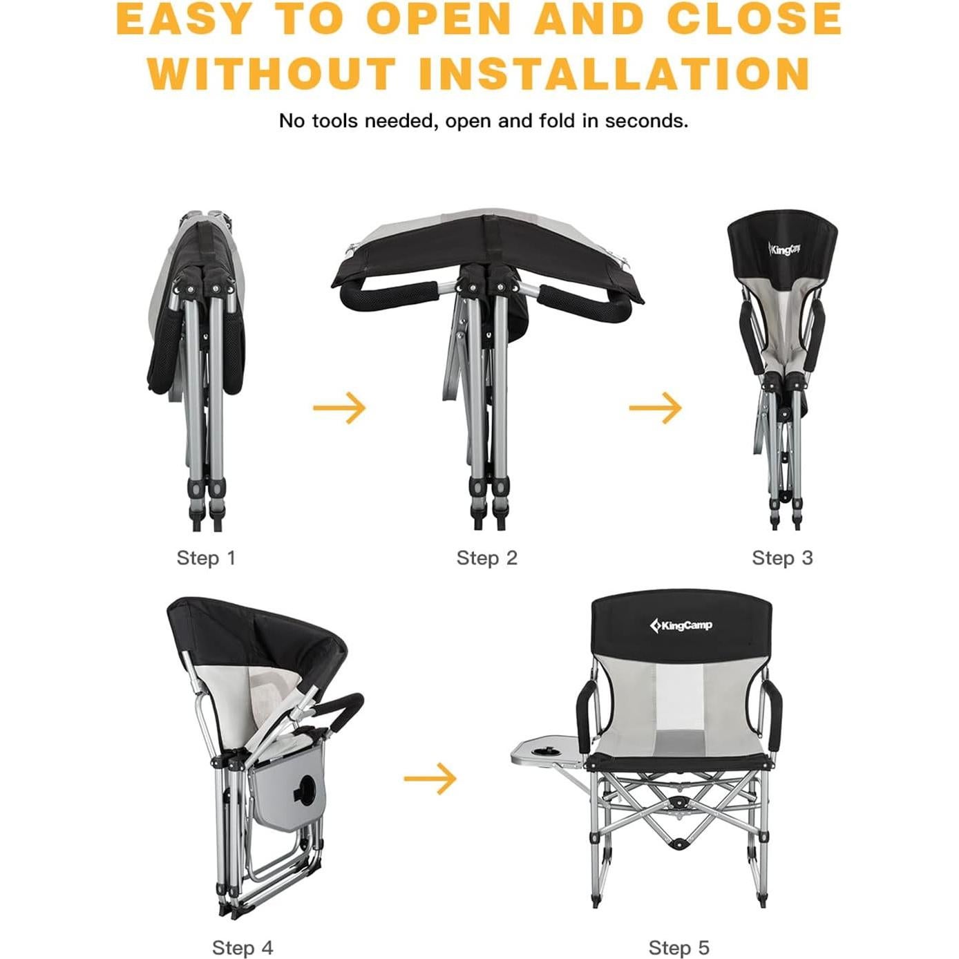 Silla de Camping Plegable KingCamp con Mesa Lateral