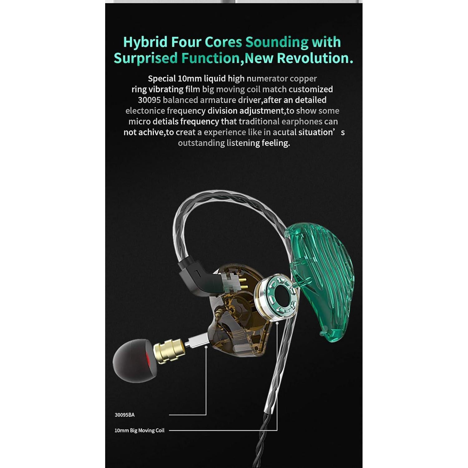 Auriculares In-Ear HiFi FEDAI CVJ CSE 10mm con Cable Desmontable