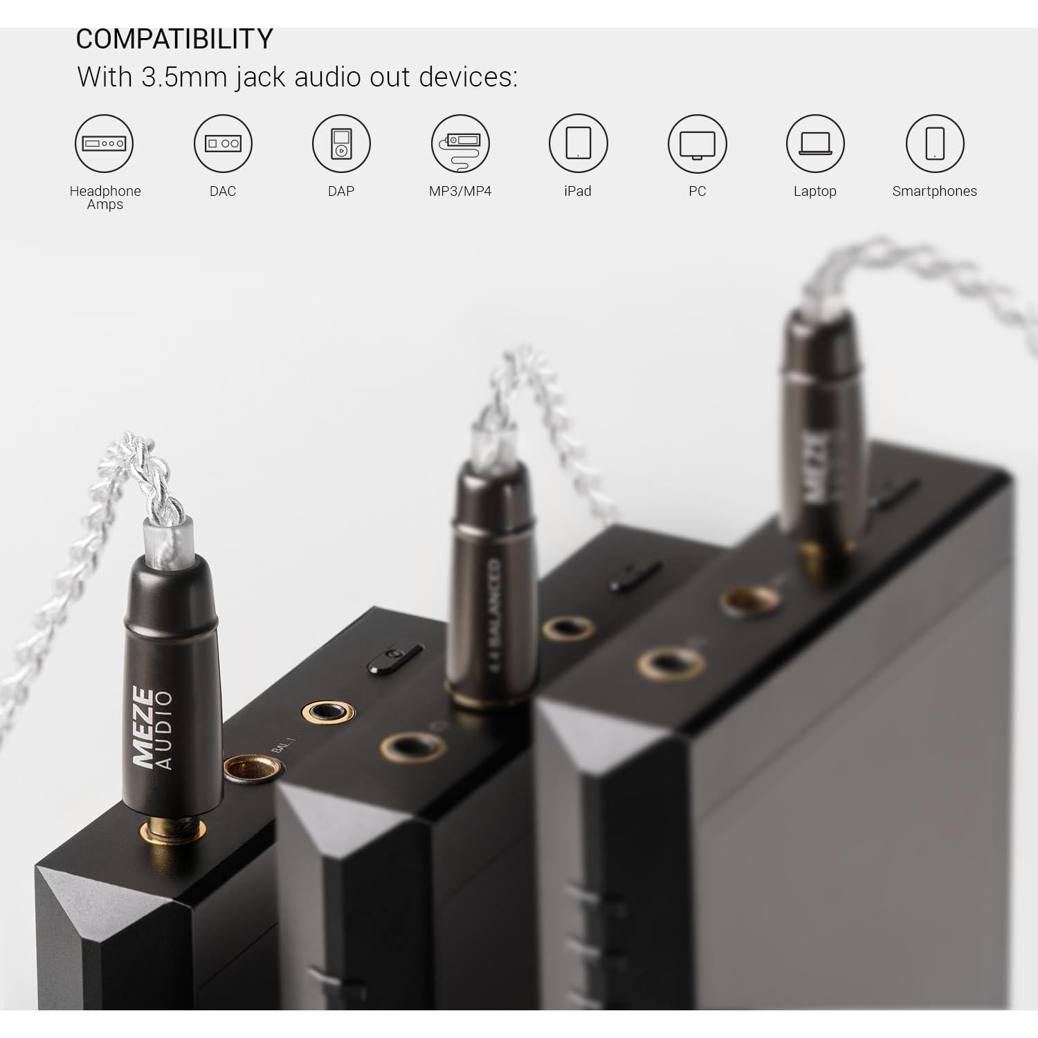 Cable de Reemplazo MMCX Meze Audio 3.5mm 1.2m HiFi Plata