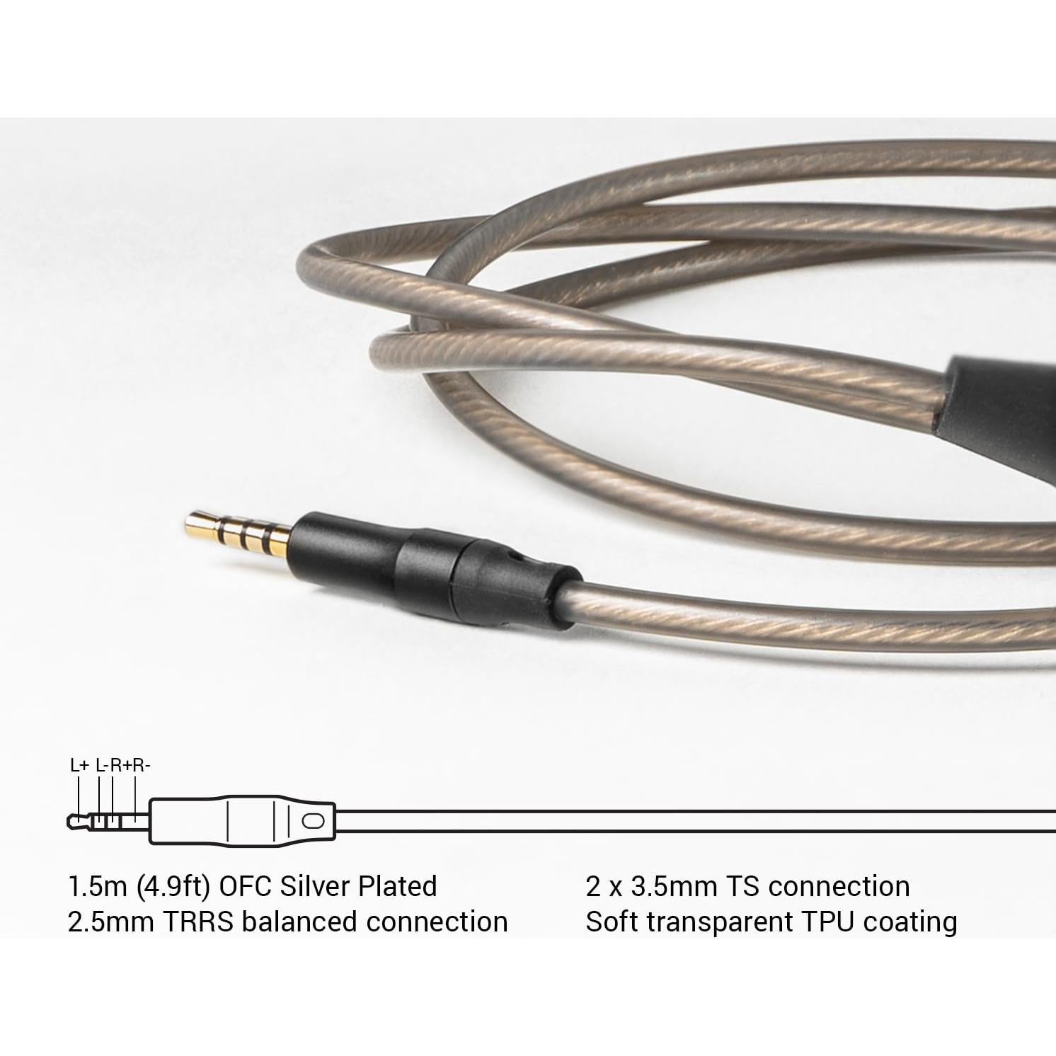 Cable Balanceado Mejorado Meze Audio 2.5mm a 3.5mm 1.5m