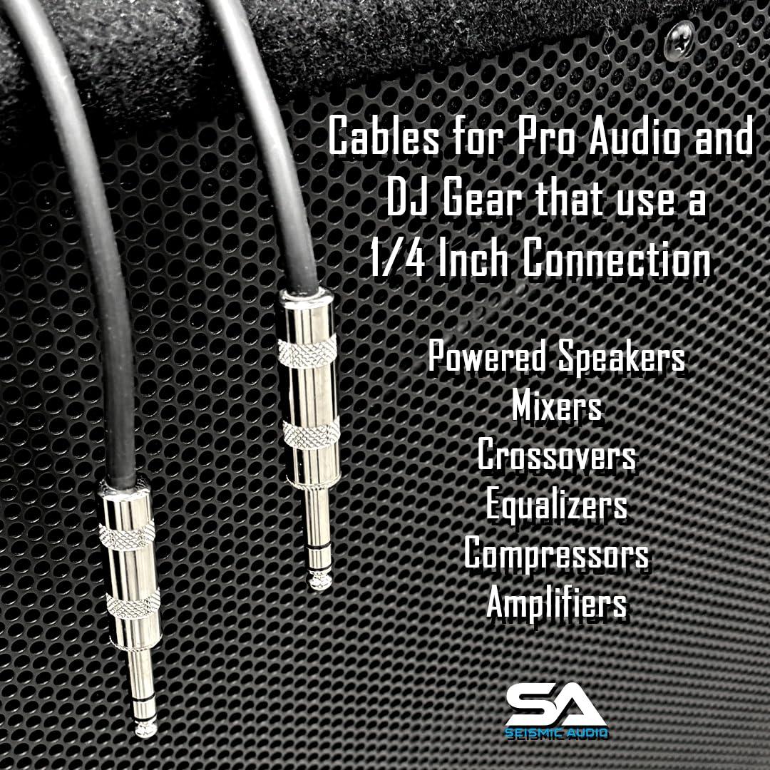 Cables de parche TRS 1/4" Seismic Audio 3.05m Paquete de 6
