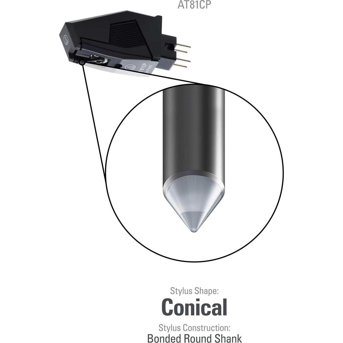 Cartucho Cónico Audio-Technica AT81CP 0.6 mil para Tocadiscos P-Mount