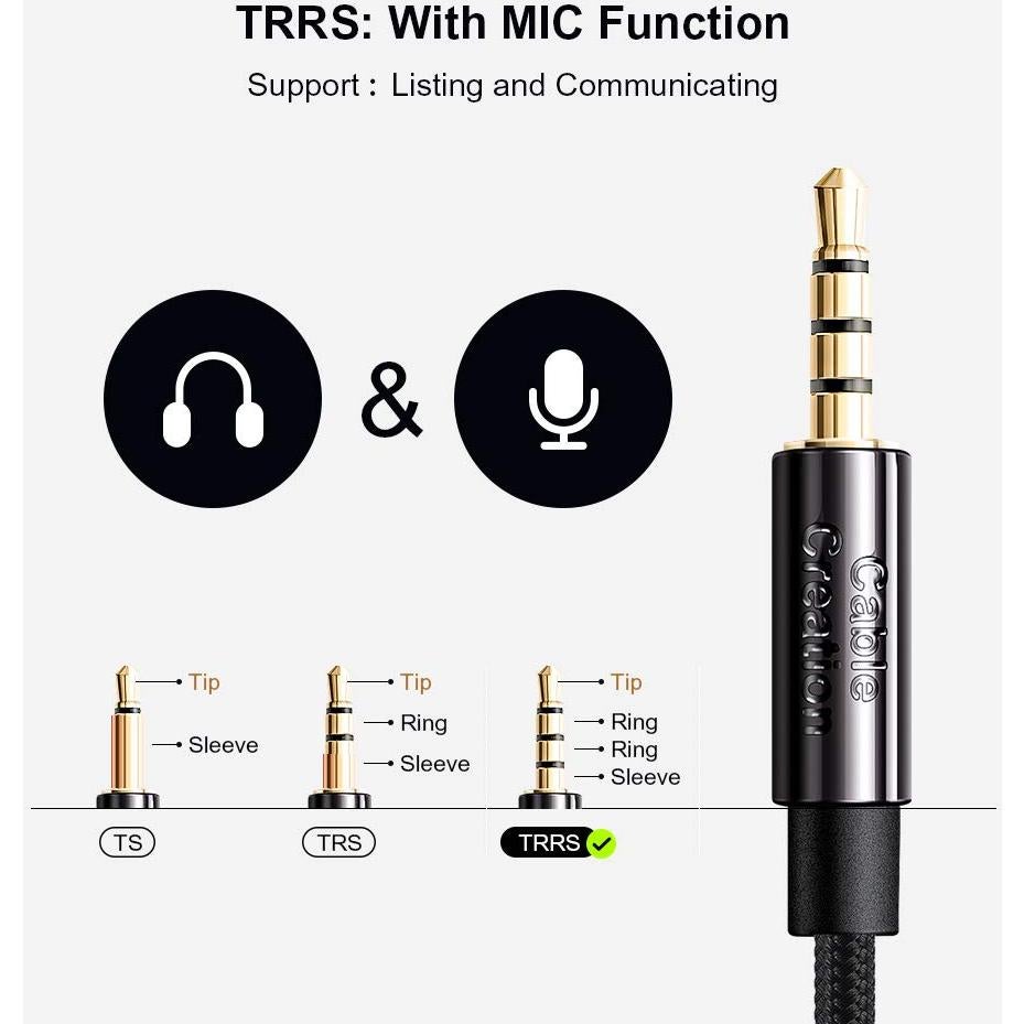 Cable Auxiliar TRRS 3.5mm 3m CableCreation HiFi Negro