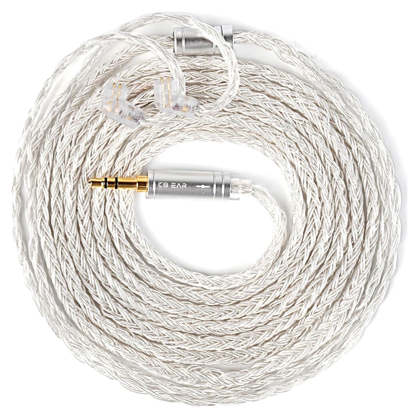 Cable IEM KBEAR ST24 Plus 2.0m Plata-Blanco HiFi 5N OCC