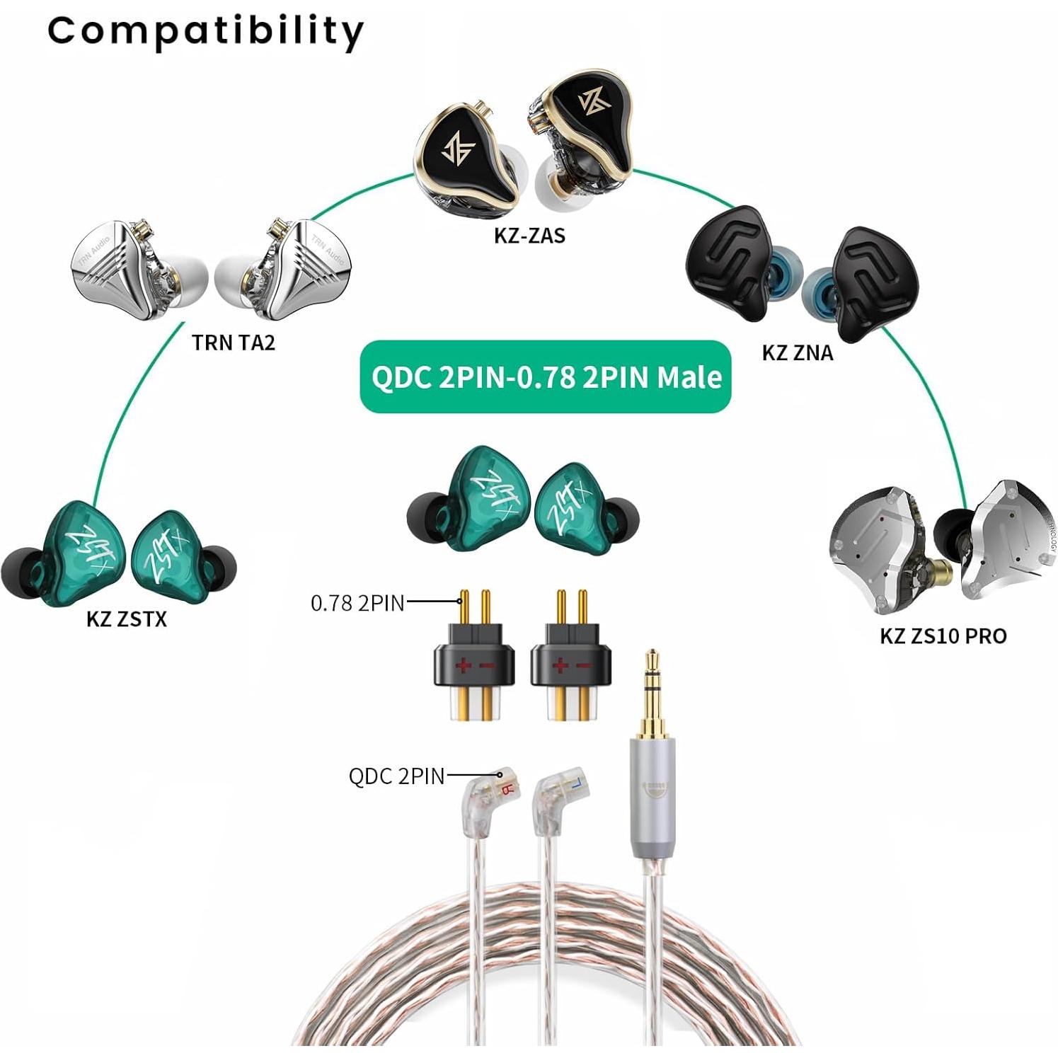 Adaptador de Auriculares QDC 2PIN a 0.78 2PIN Negro OKCSC