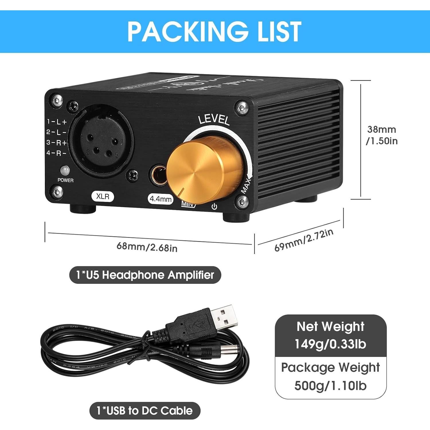 Amplificador de Auriculares Balanceado Douk Audio U5 Mini 1400mW