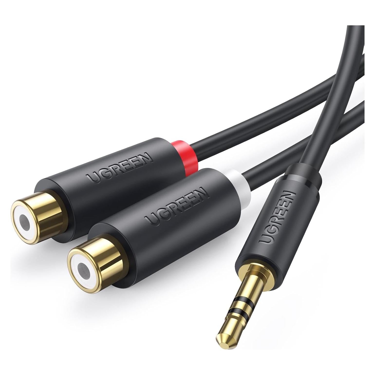 Cable de Audio UGREEN 3.5mm a 2 RCA Hembra 0.24m