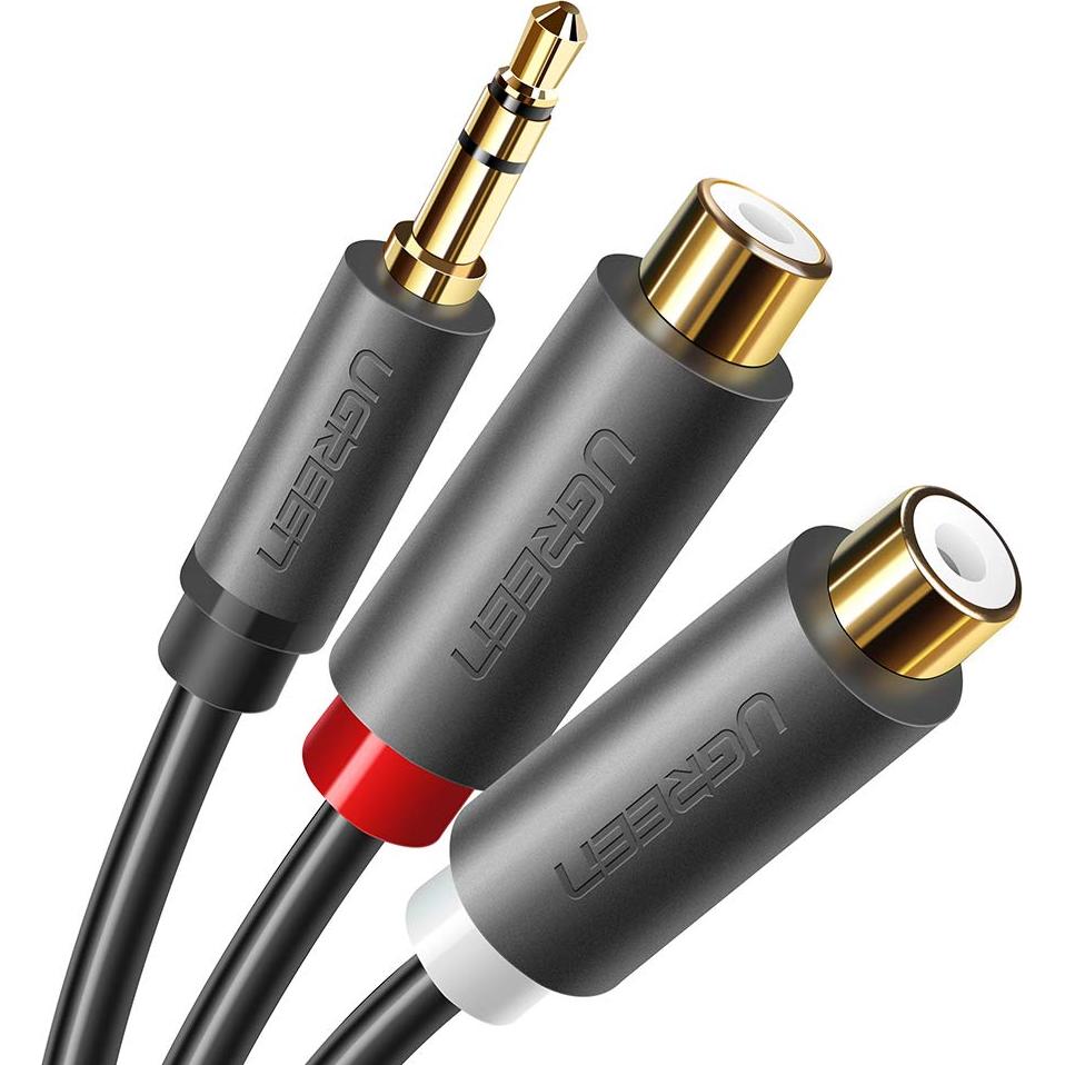 Cable de Audio UGREEN 3.5mm a 2 RCA Hembra 0.24m