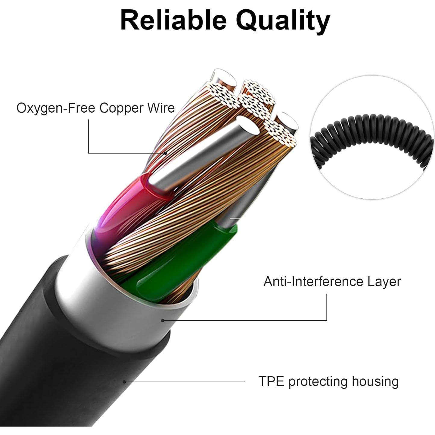 Cable de audio en espiral Xivip 1.83-3.05m 3.5mm a 2.5mm