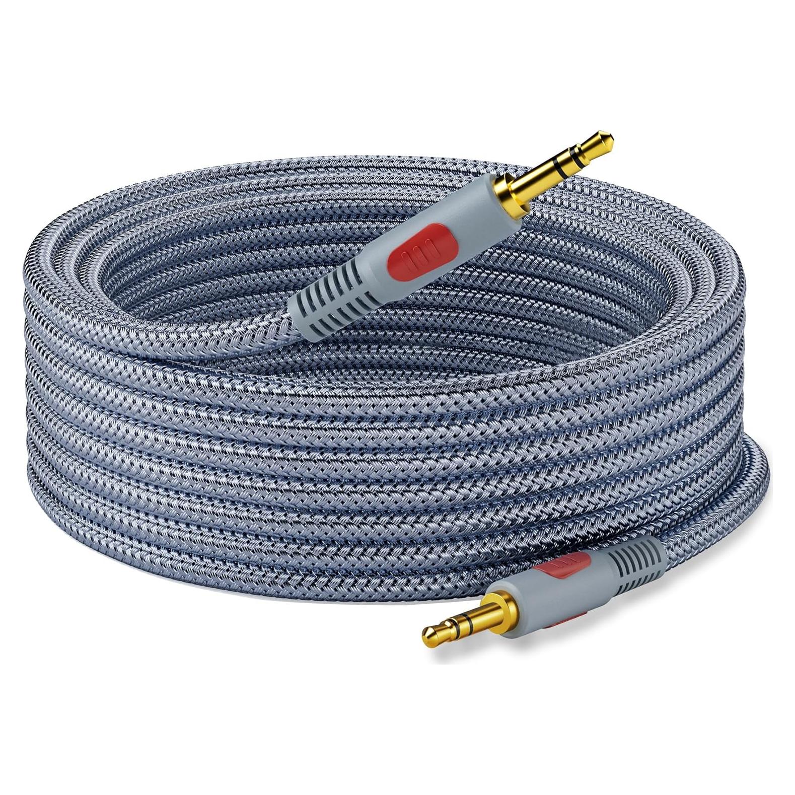Cable Auxiliar 150 pies Ruaeoda 3.5mm Macho a Macho Trenzado