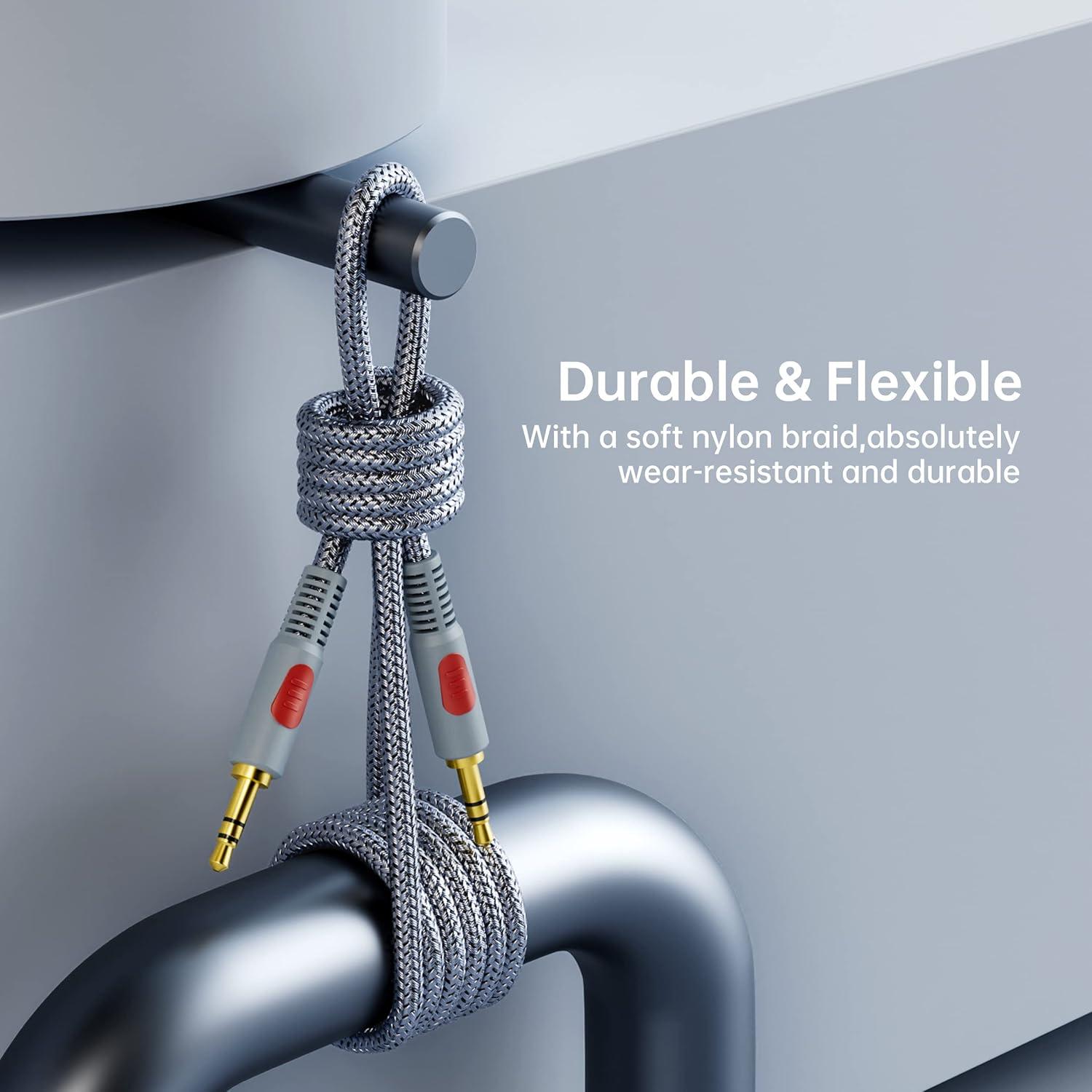 Cable Auxiliar 150 pies Ruaeoda 3.5mm Macho a Macho Trenzado