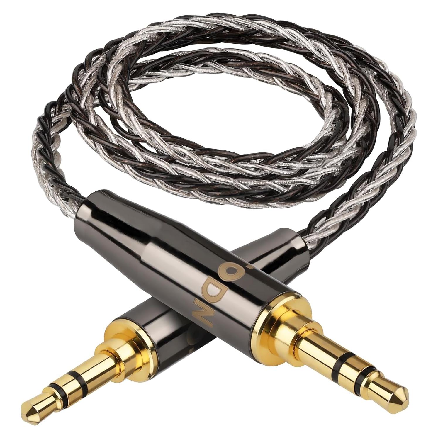 Cable de Audio 3.5mm TODN HiFi OCC Plata 0.5m