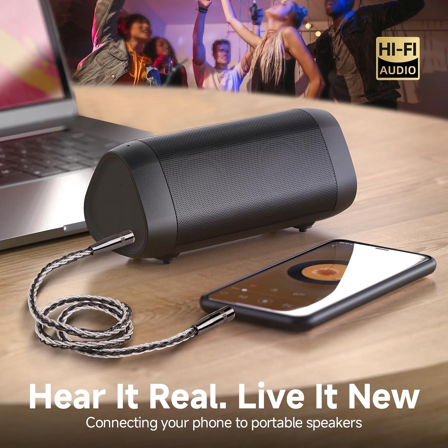 Cable de Audio 3.5mm TODN HiFi OCC Plata 0.5m