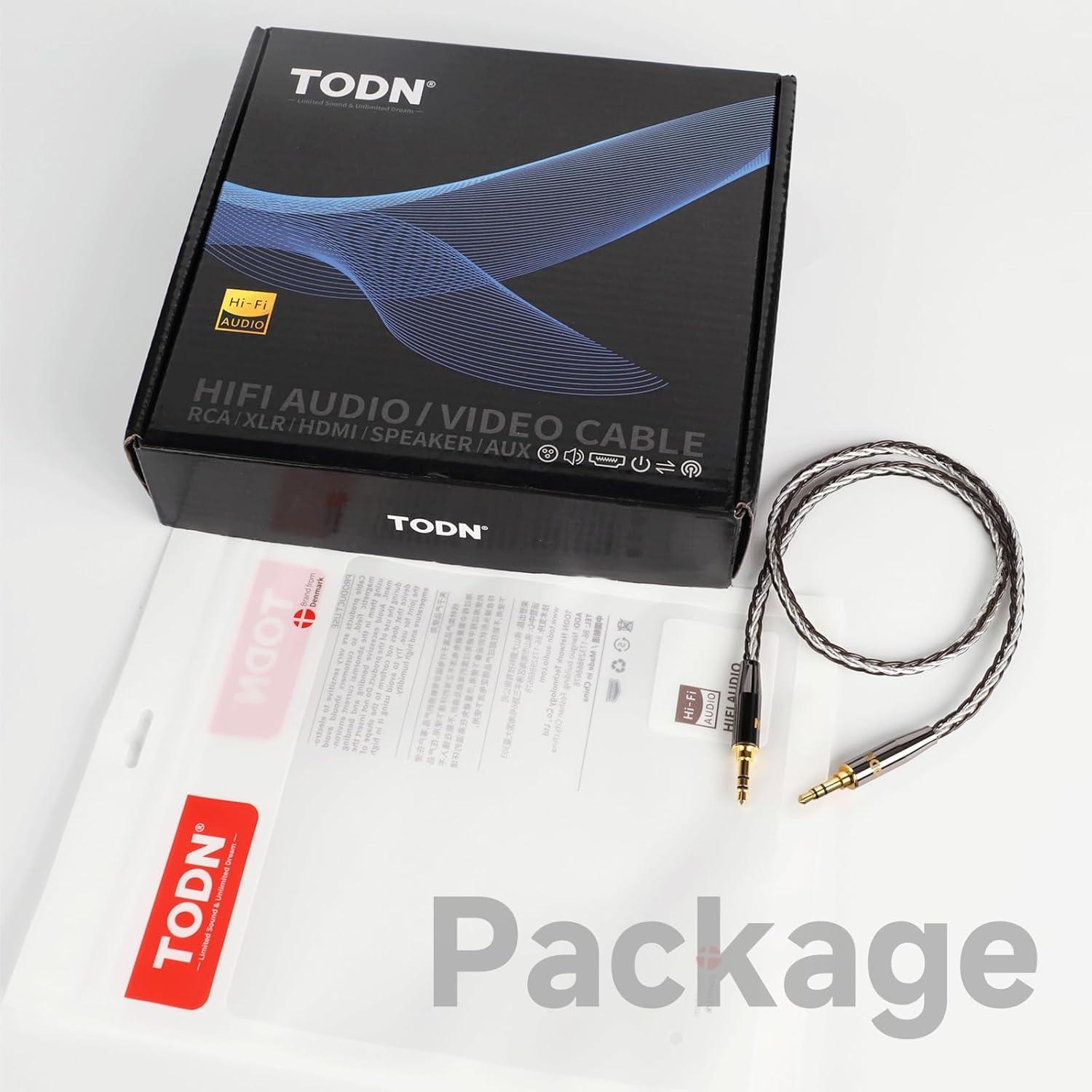 Cable de Audio 3.5mm TODN HiFi OCC Plata 0.5m