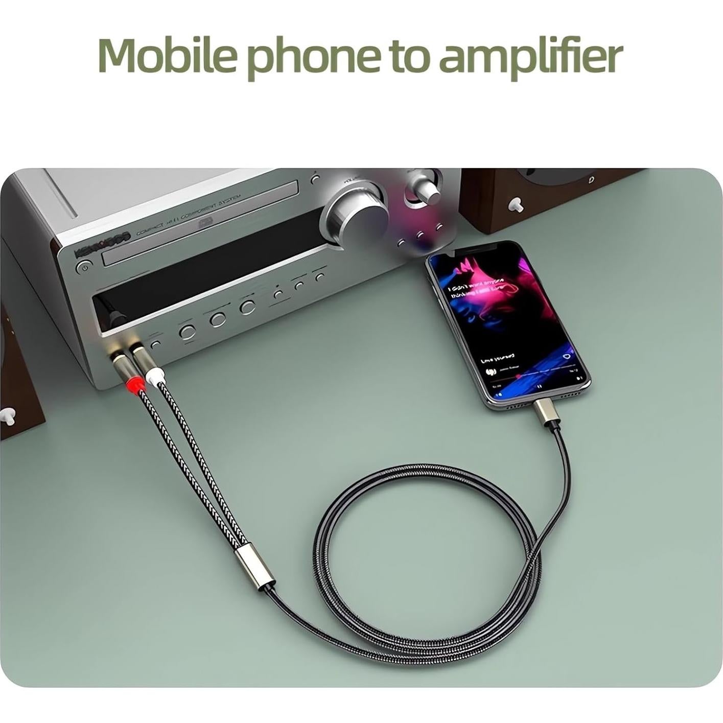 Cable de audio USB C a 2RCA Lvseeman 3.05m alta fidelidad