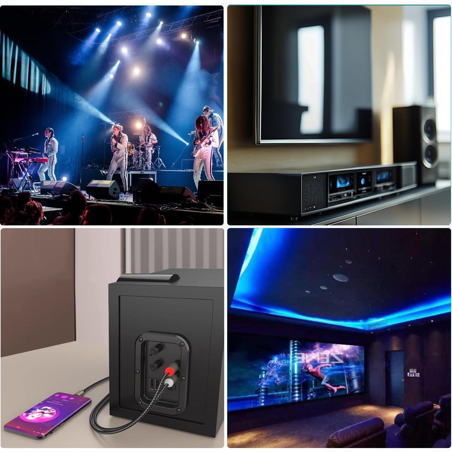 Cable de audio USB C a 2RCA Lvseeman 3.05m alta fidelidad