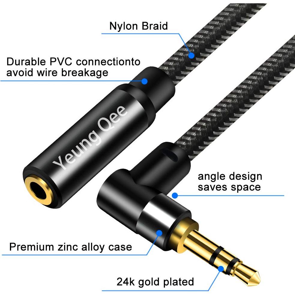 Cable de audio estéreo 3.5mm macho a hembra Yeung Qee 0.3m