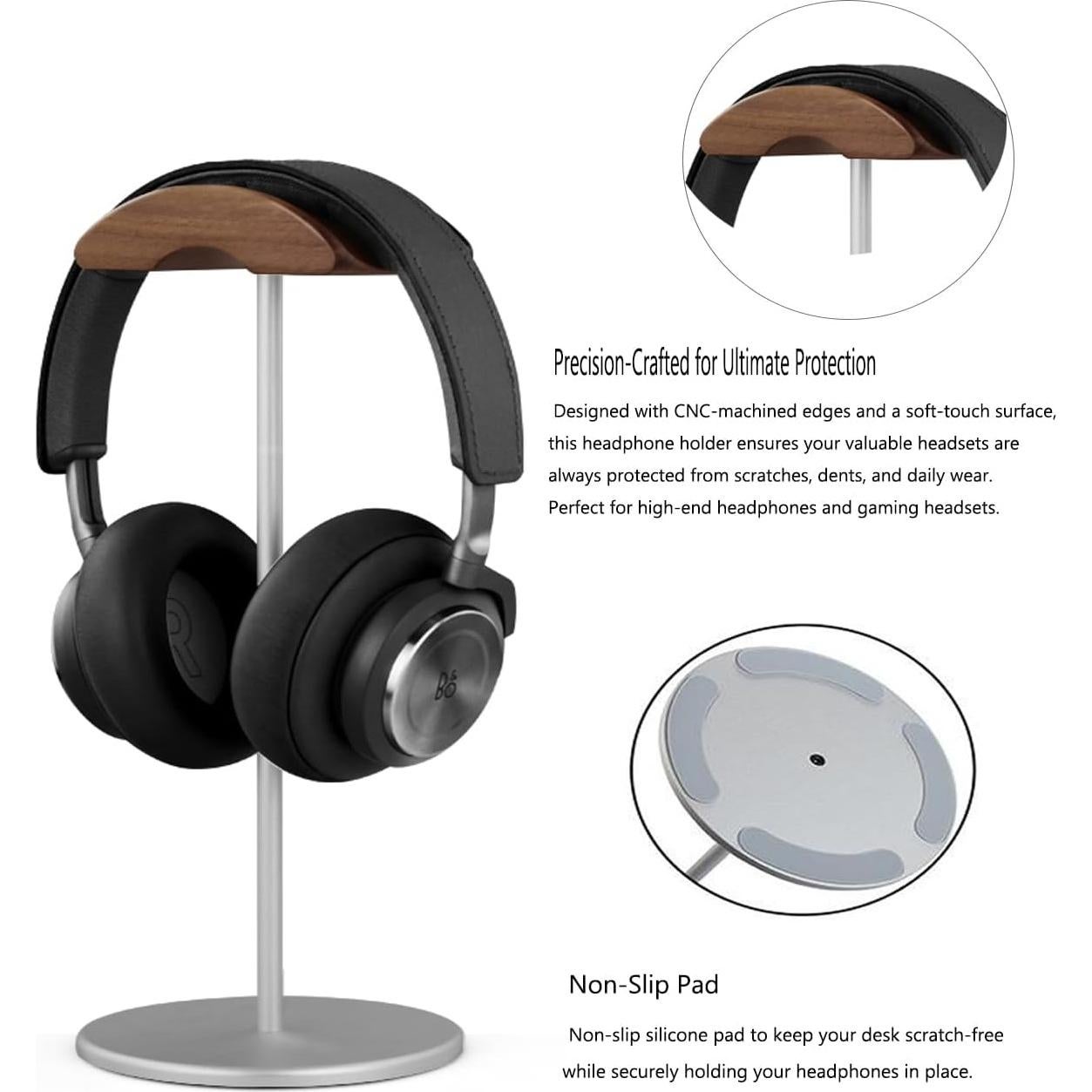 Soporte para Auriculares SELLWELL de Aluminio y Madera Plata