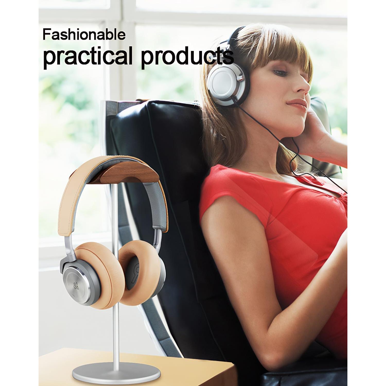 Soporte para Auriculares SELLWELL de Aluminio y Madera Plata