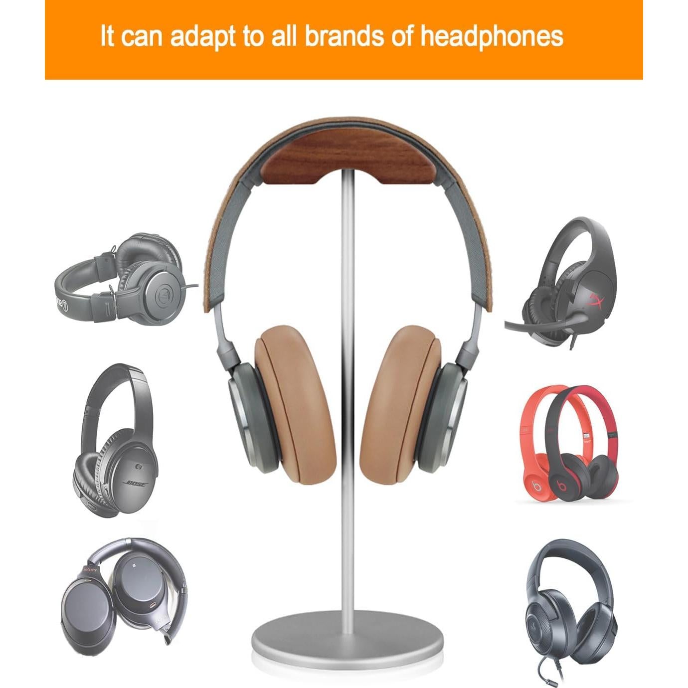 Soporte para Auriculares SELLWELL de Aluminio y Madera Plata