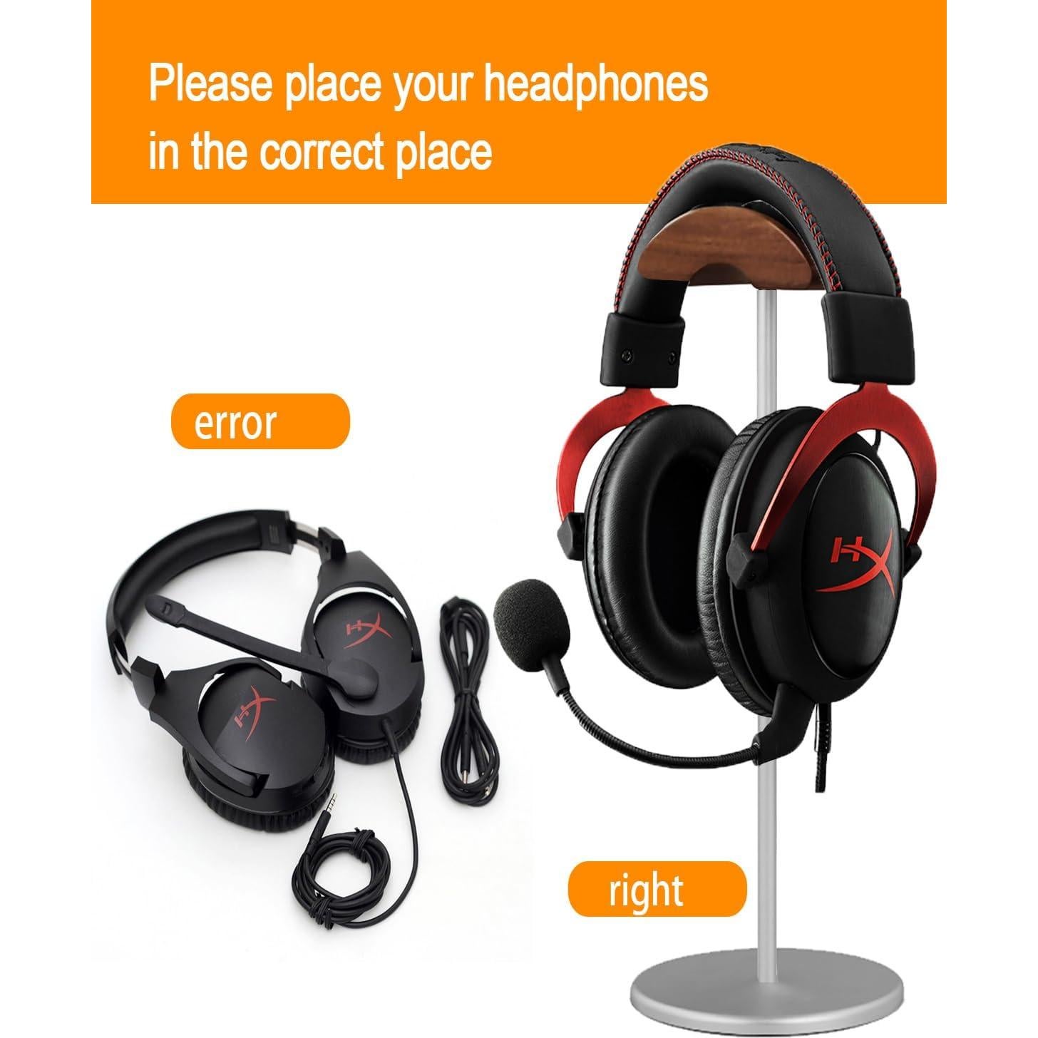 Soporte para Auriculares SELLWELL de Aluminio y Madera Plata