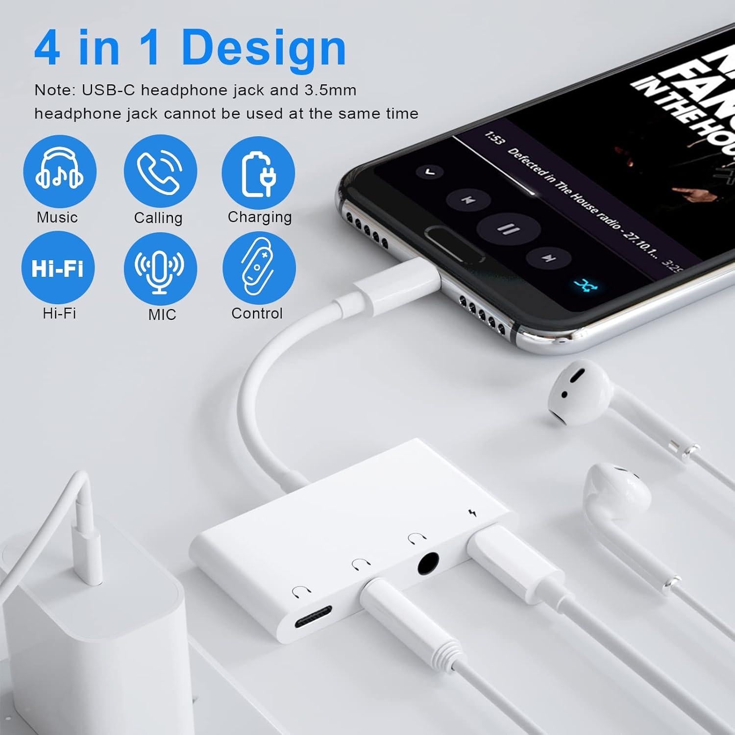 Adaptador USB C a 3.5mm PAReader con carga rápida y audio Hi-Fi