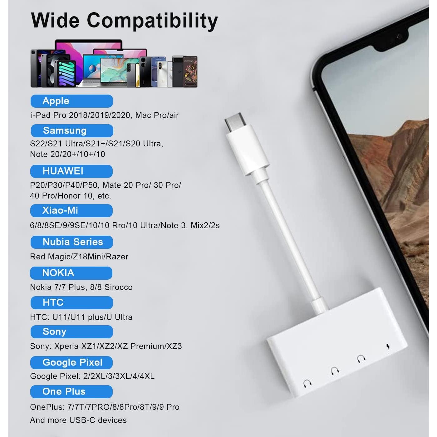 Adaptador USB C a 3.5mm PAReader con carga rápida y audio Hi-Fi
