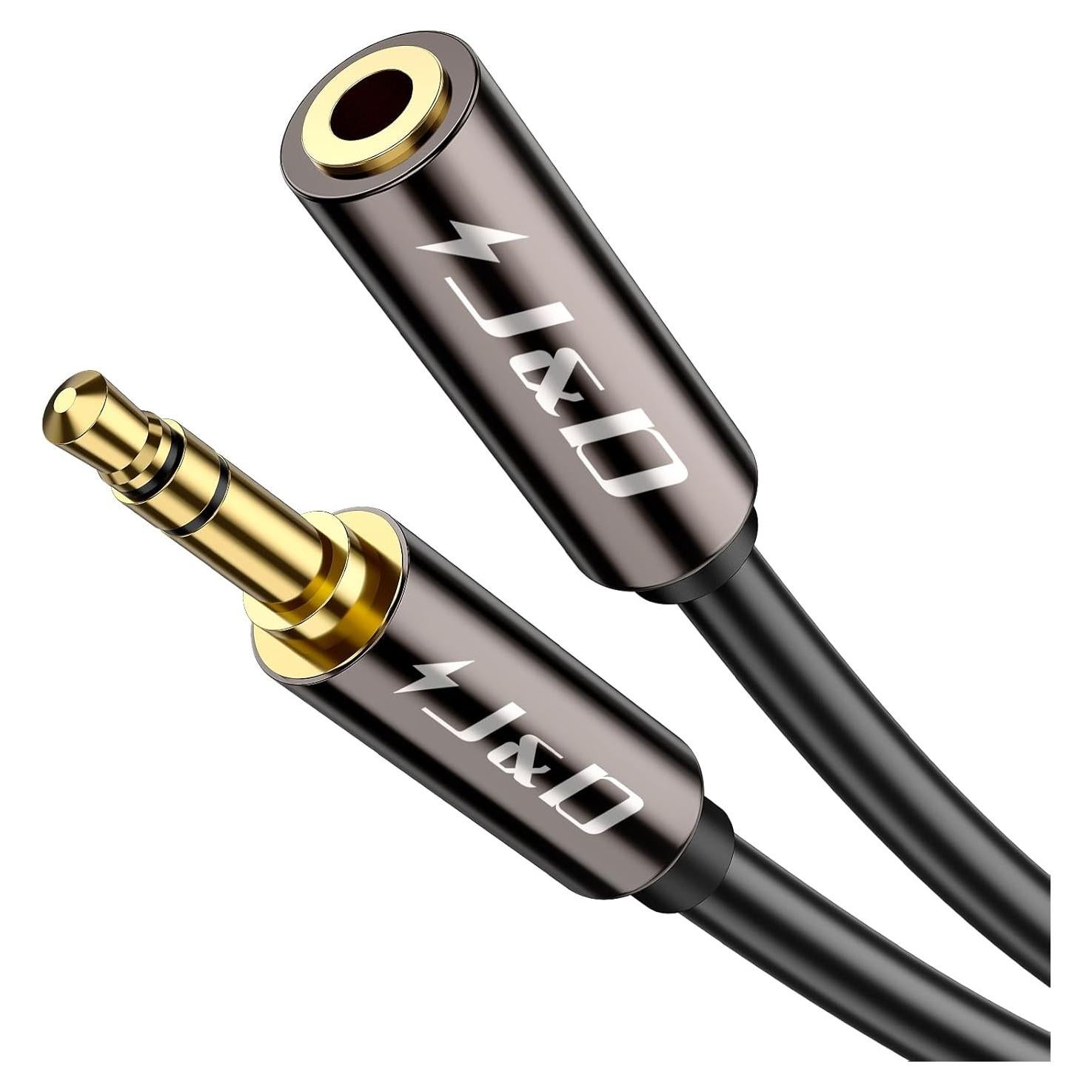 Cable de Extensión de Audio J&D 3.5mm Macho a Hembra 2.74m